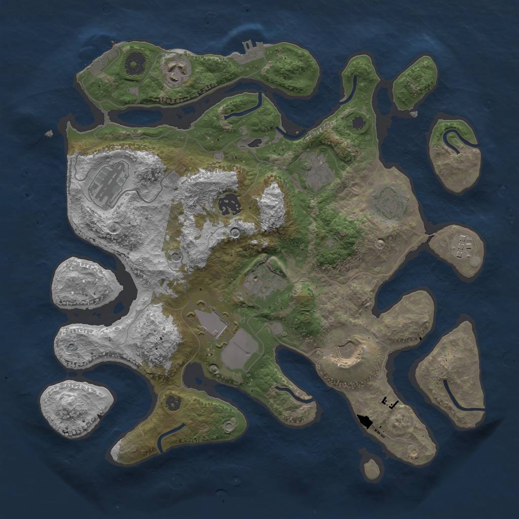 Rust Map: Procedural Map, Size: 3500, Seed: 161505, 14 Monuments