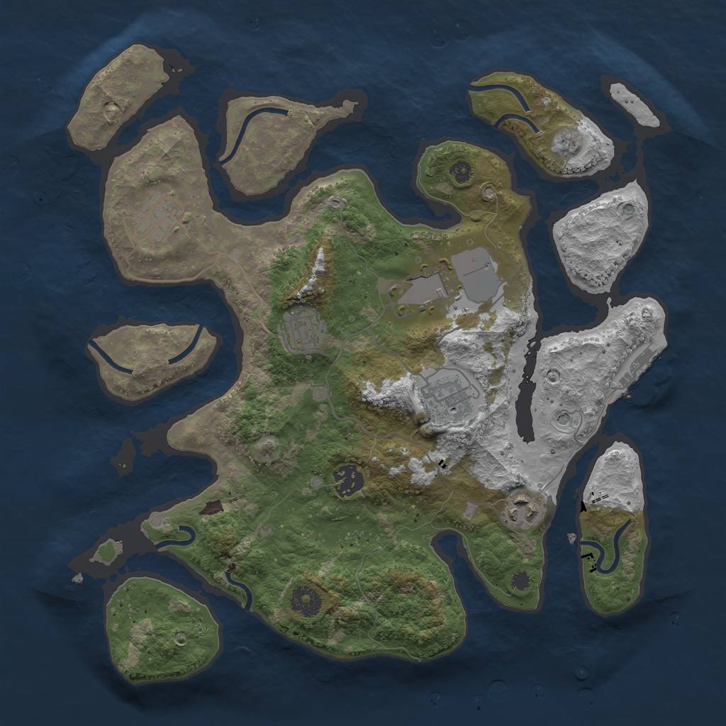 Rust Map: Procedural Map, Size: 3500, Seed: 498183, 10 Monuments