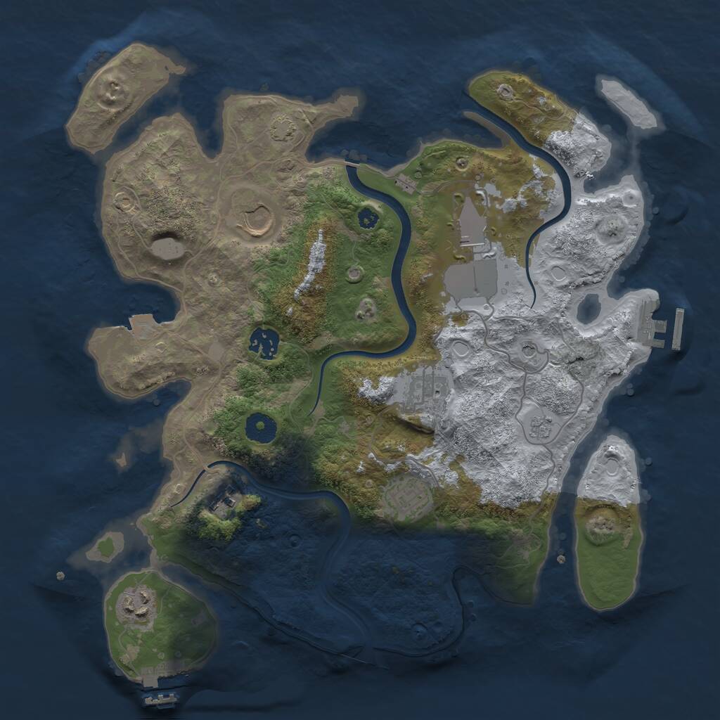 Rust Map: Procedural Map, Size: 3500, Seed: 498183, 13 Monuments
