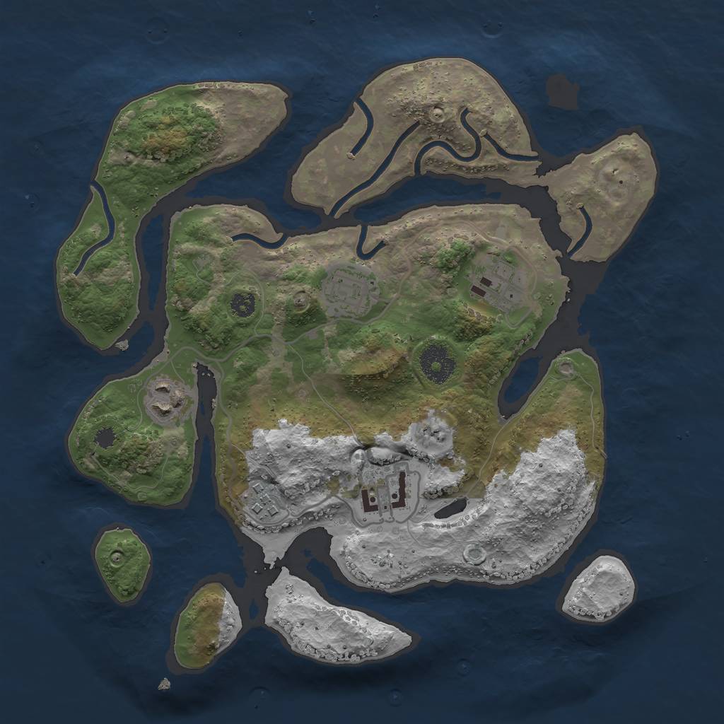 Rust Map: Procedural Map, Size: 3000, Seed: 88427, 7 Monuments