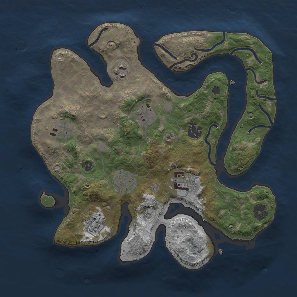 Rust Map: Procedural Map, Size: 3000, Seed: 1184823202, 10 Monuments