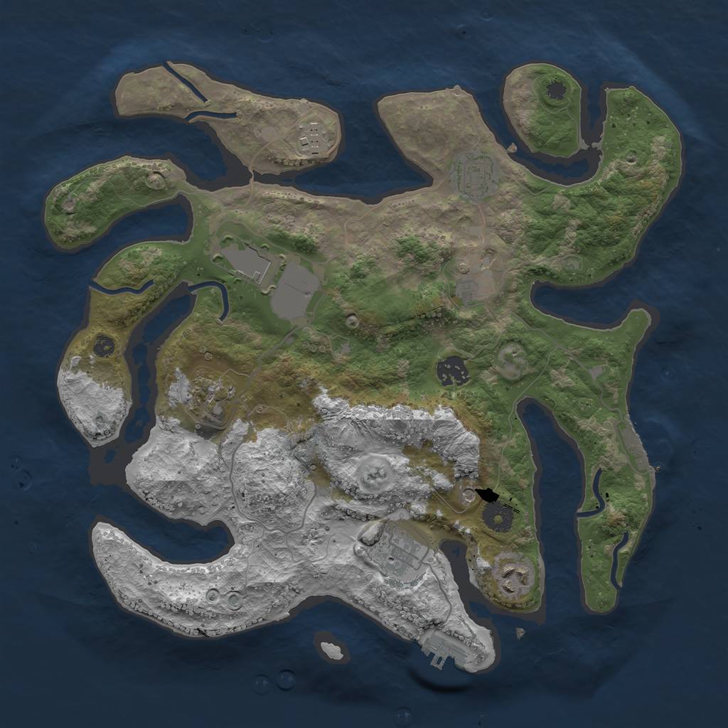 Rust Map: Procedural Map, Size: 3500, Seed: 157412, 13 Monuments
