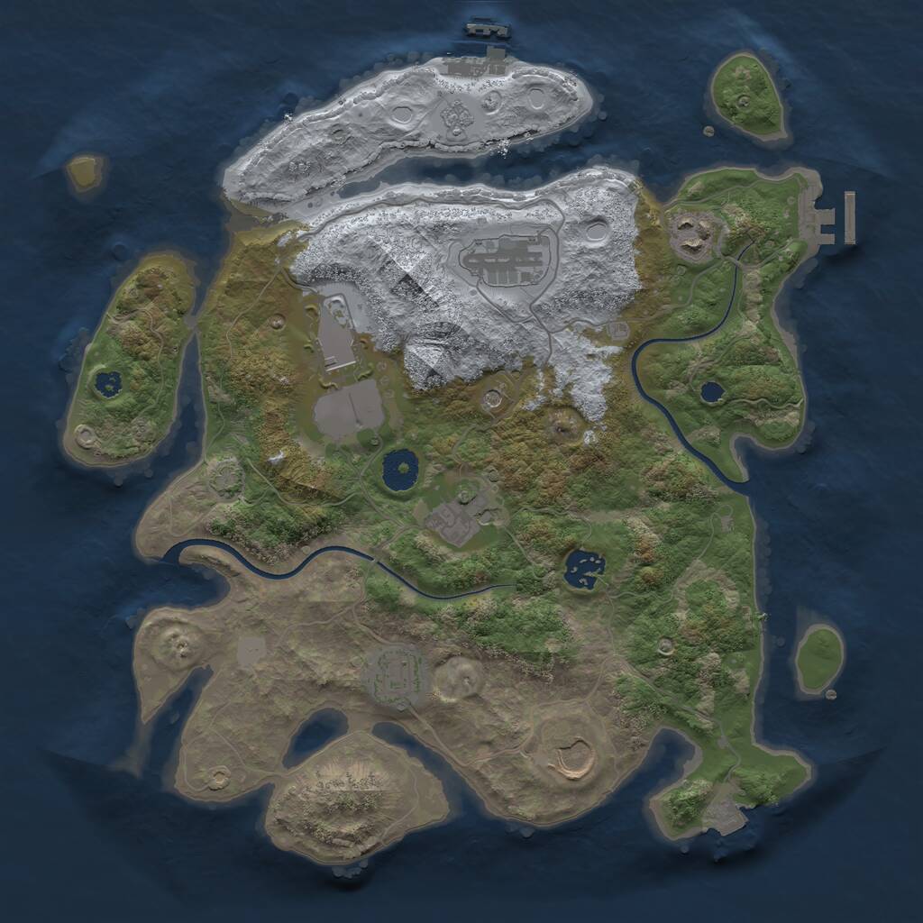 Rust Map: Procedural Map, Size: 3500, Seed: 310654, 13 Monuments