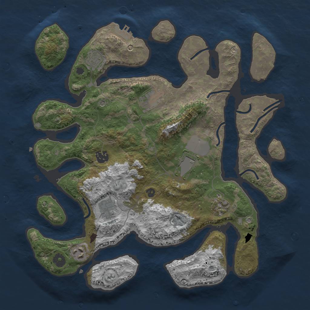 Rust Map: Procedural Map, Size: 3600, Seed: 750527, 11 Monuments