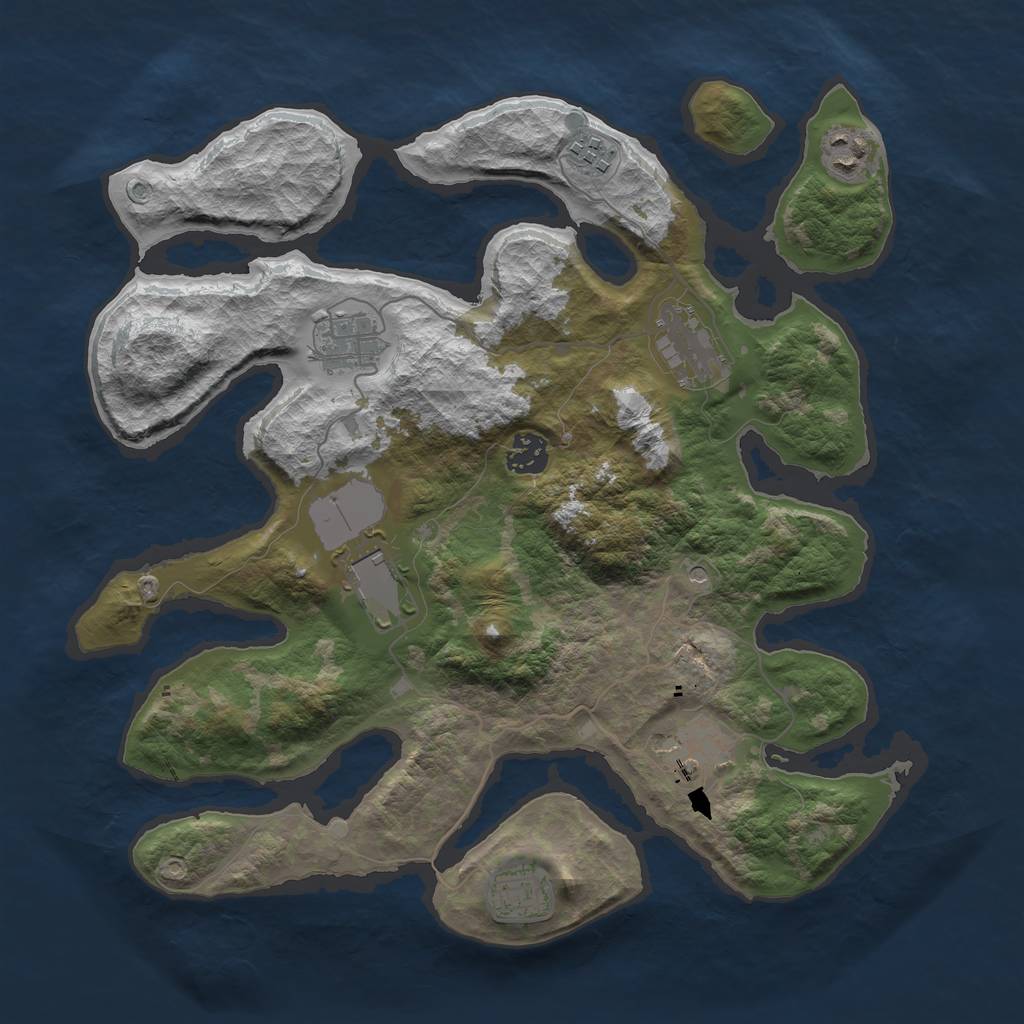 Rust Map: Barren, Size: 3600, Seed: 980970, 11 Monuments