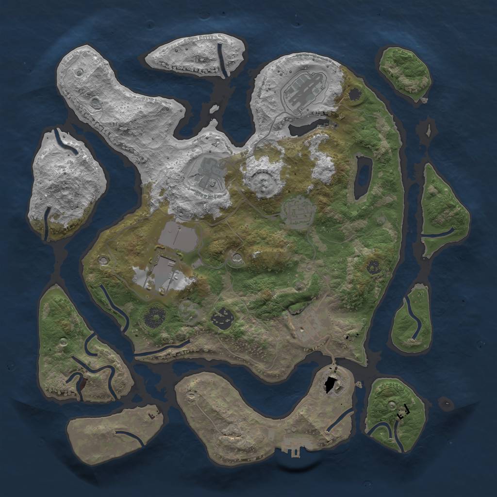 Rust Map: Procedural Map, Size: 3500, Seed: 262556, 11 Monuments