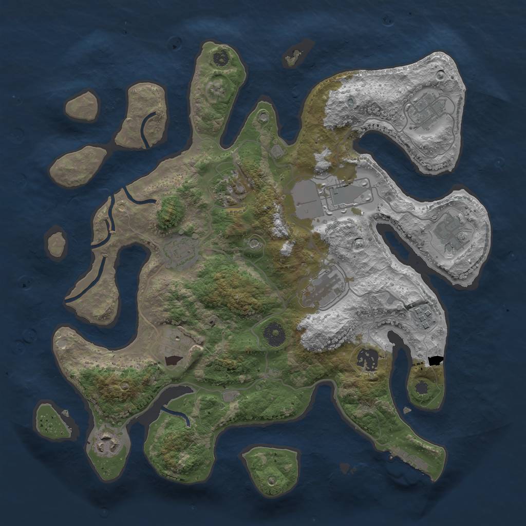 Rust Map: Procedural Map, Size: 3500, Seed: 960504, 14 Monuments
