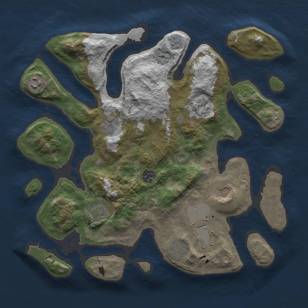 Rust Map: Barren, Size: 3600, Seed: 904681, 12 Monuments
