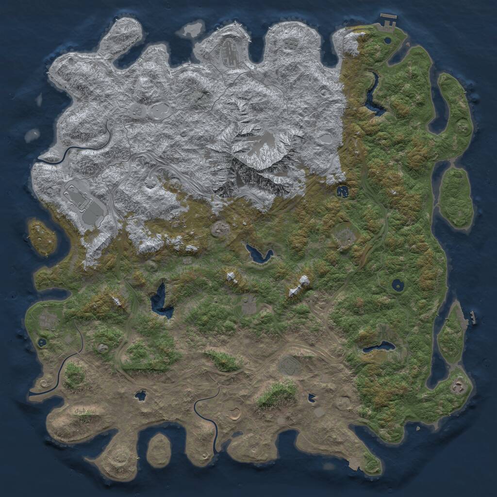 Rust Map: Procedural Map, Size: 6000, Seed: 1235079376, 17 Monuments