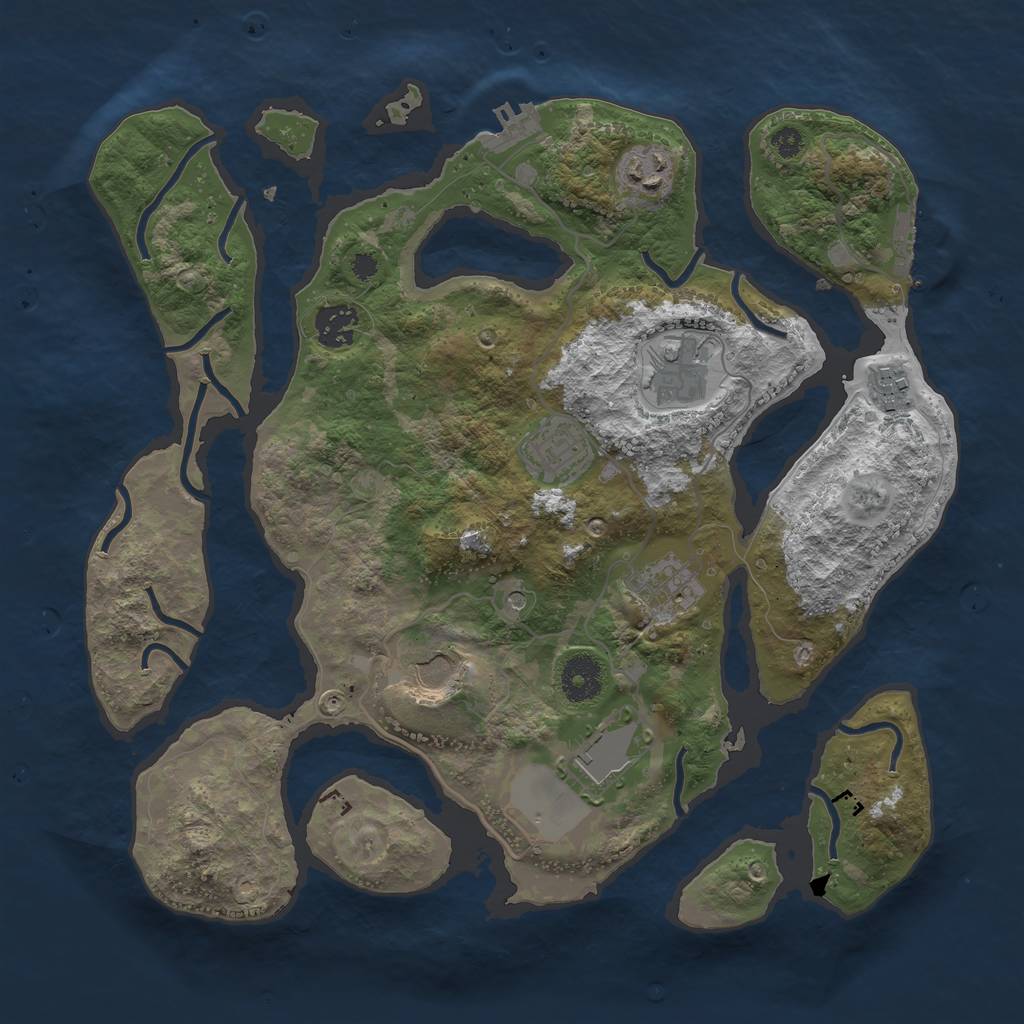 Rust Map: Procedural Map, Size: 3500, Seed: 496318, 13 Monuments