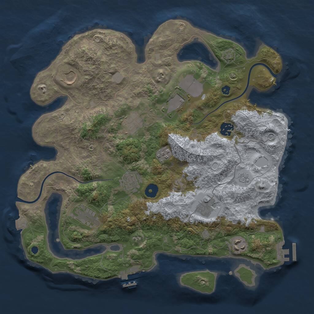 Rust Map: Procedural Map, Size: 3500, Seed: 316947, 15 Monuments