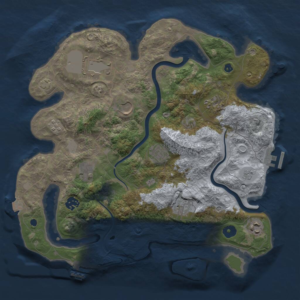 Rust Map: Procedural Map, Size: 3500, Seed: 316947, 15 Monuments