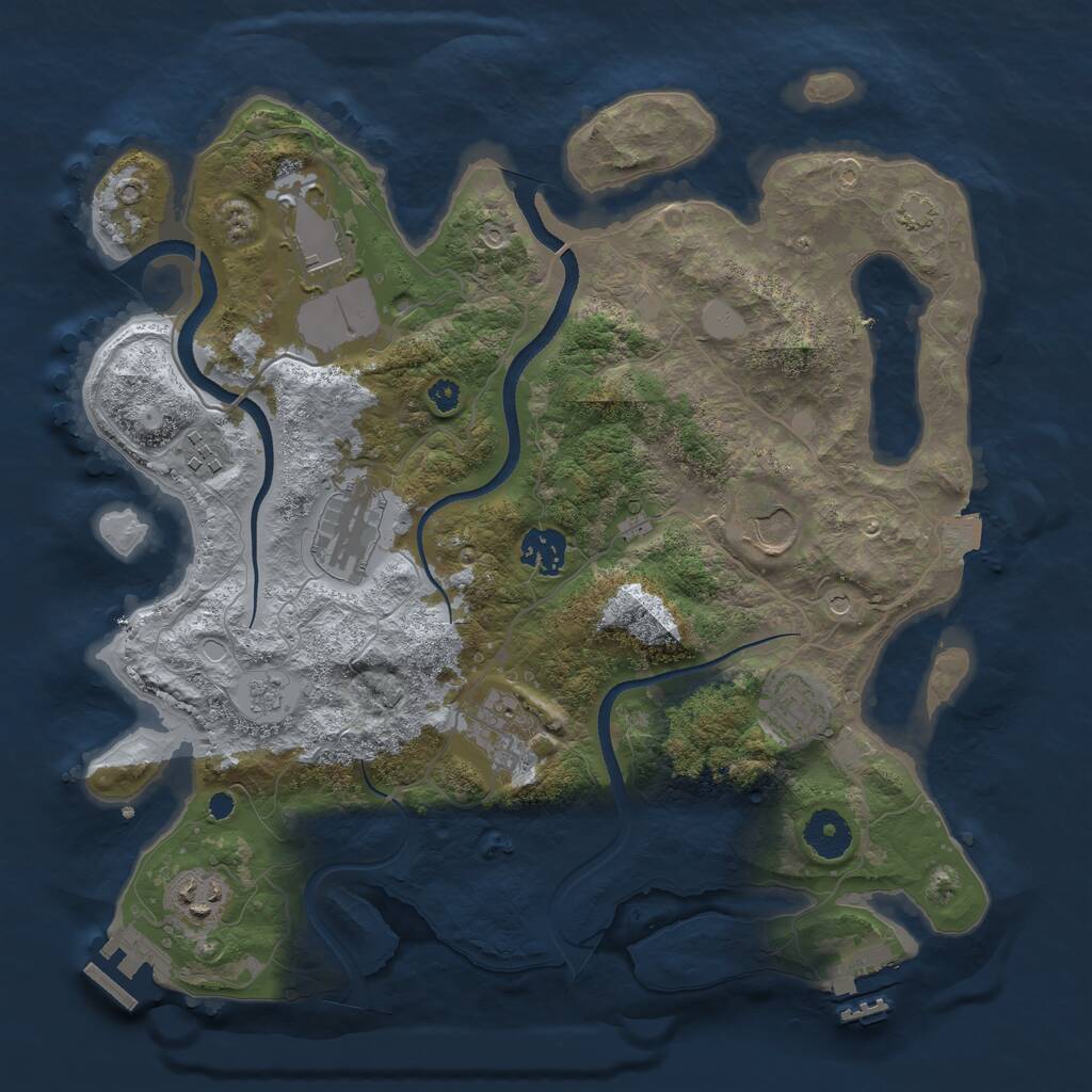 Rust Map: Procedural Map, Size: 3500, Seed: 796093, 14 Monuments