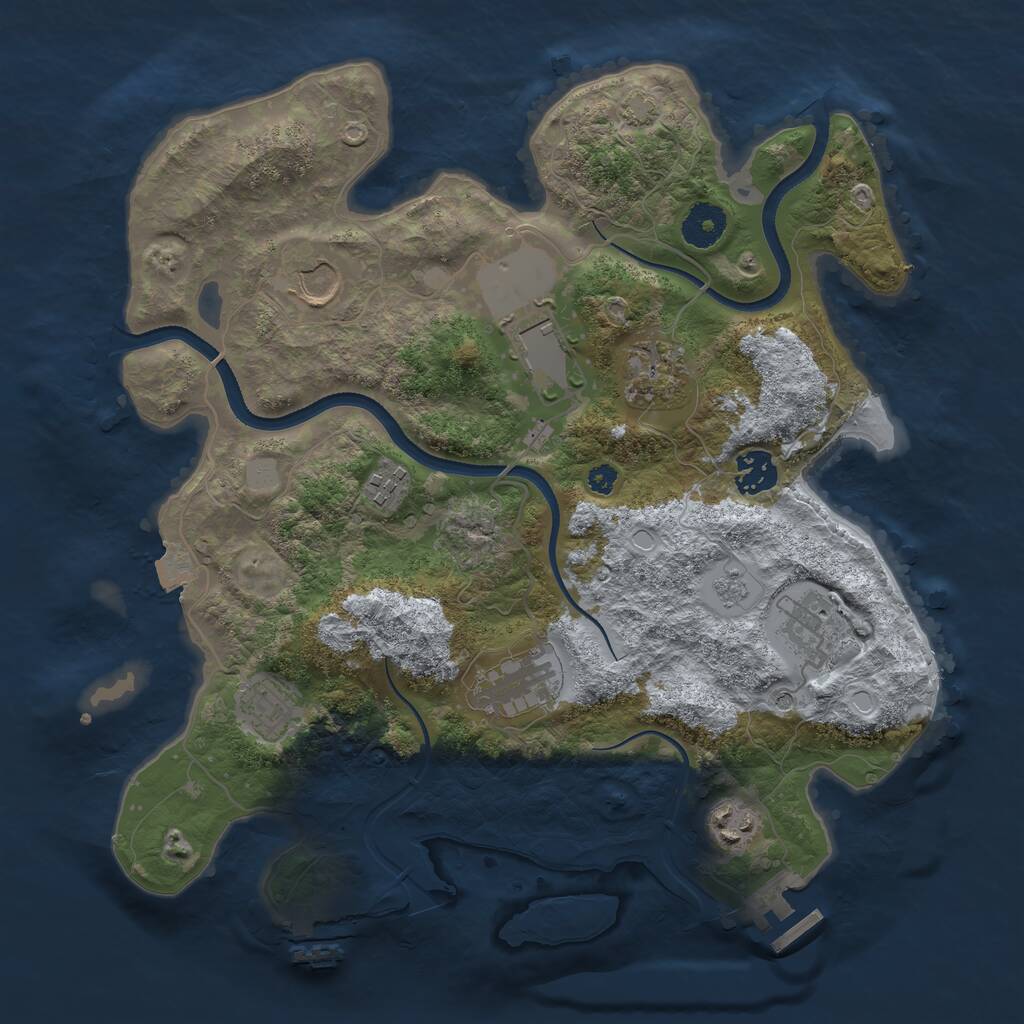 Rust Map: Procedural Map, Size: 3500, Seed: 329806, 15 Monuments
