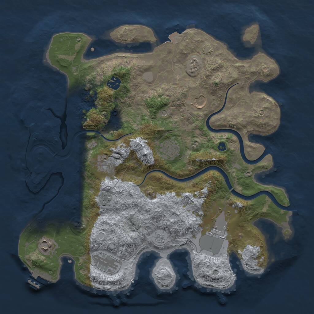 Rust Map: Procedural Map, Size: 3600, Seed: 496838, 14 Monuments