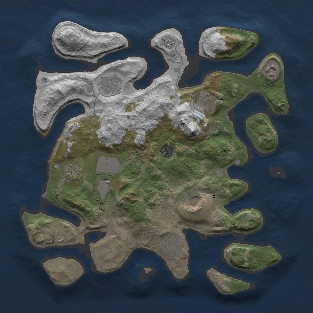 Rust Map: Barren, Size: 3600, Seed: 857861, 12 Monuments