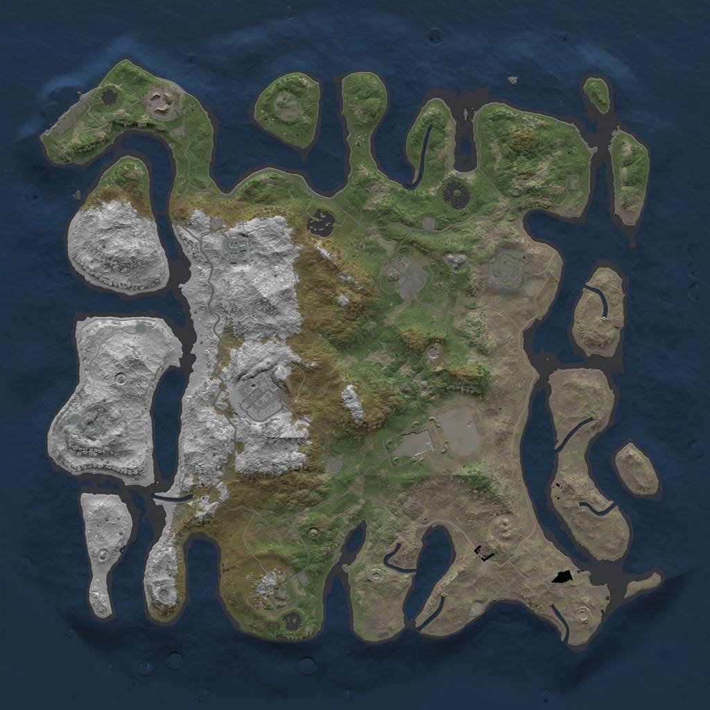 Rust Map: Procedural Map, Size: 4000, Seed: 1988985826, 12 Monuments