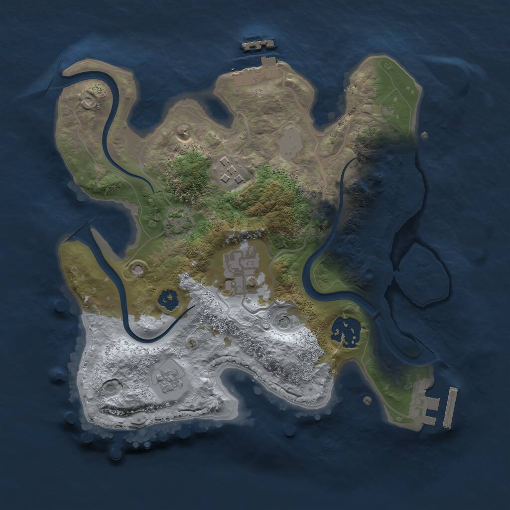 Rust Map: Procedural Map, Size: 2500, Seed: 3331, 9 Monuments