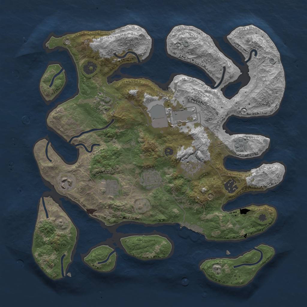 Rust Map: Procedural Map, Size: 3500, Seed: 233330, 11 Monuments