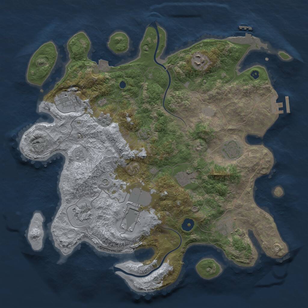 Rust Map: Procedural Map, Size: 3700, Seed: 1498494419, 14 Monuments