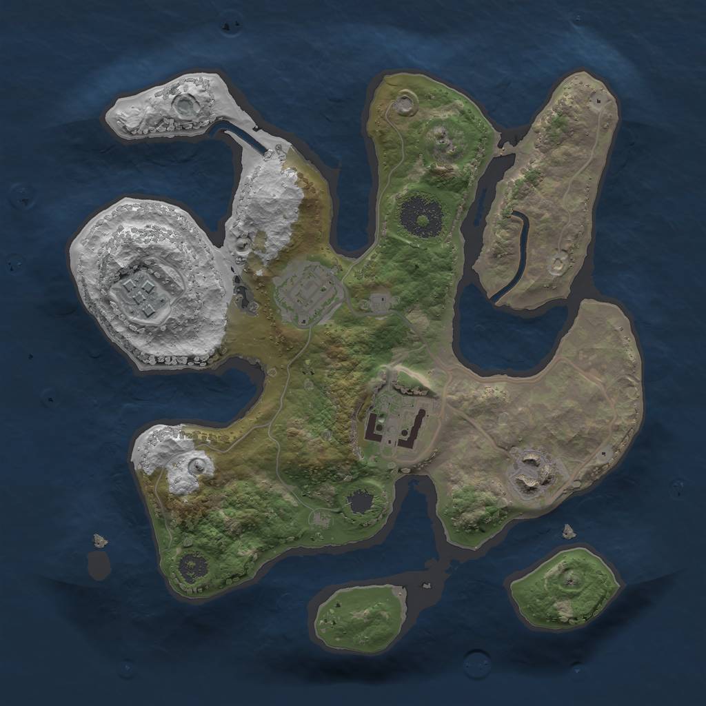 Rust Map: Procedural Map, Size: 2500, Seed: 635007, 6 Monuments