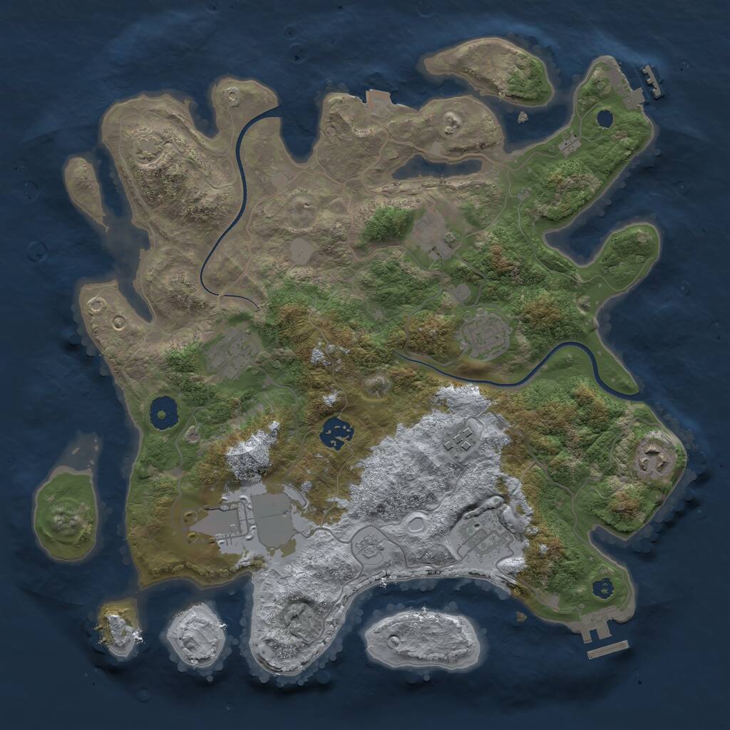Rust Map: Procedural Map, Size: 3500, Seed: 354351, 13 Monuments