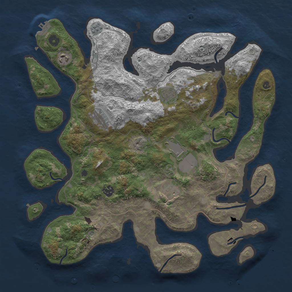 Rust Map: Procedural Map, Size: 4000, Seed: 65245371, 11 Monuments