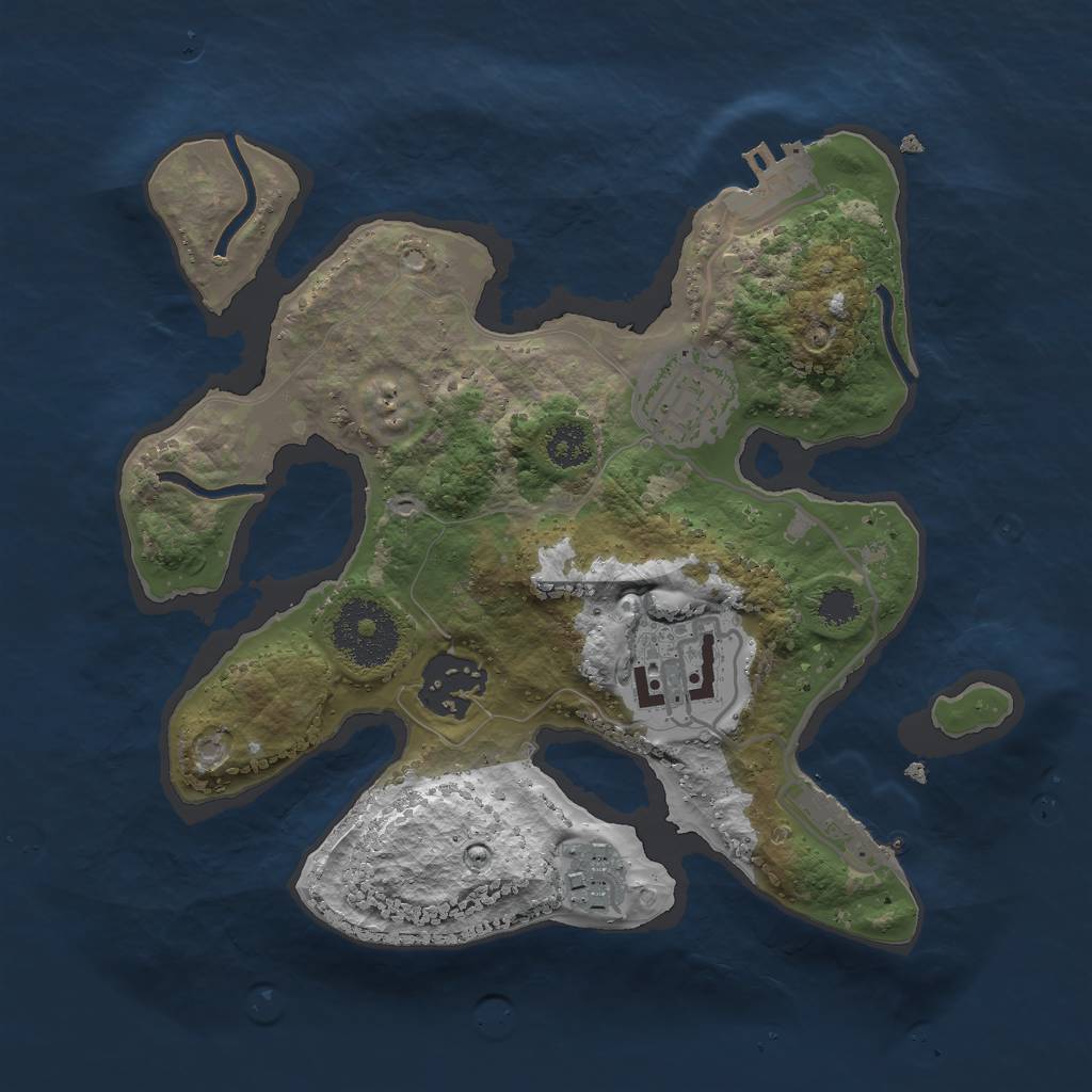 Rust Map: Procedural Map, Size: 2500, Seed: 327471, 8 Monuments