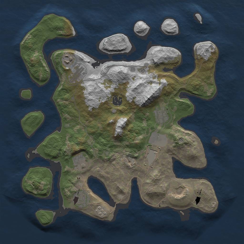 Rust Map: Barren, Size: 3600, Seed: 268182, 12 Monuments
