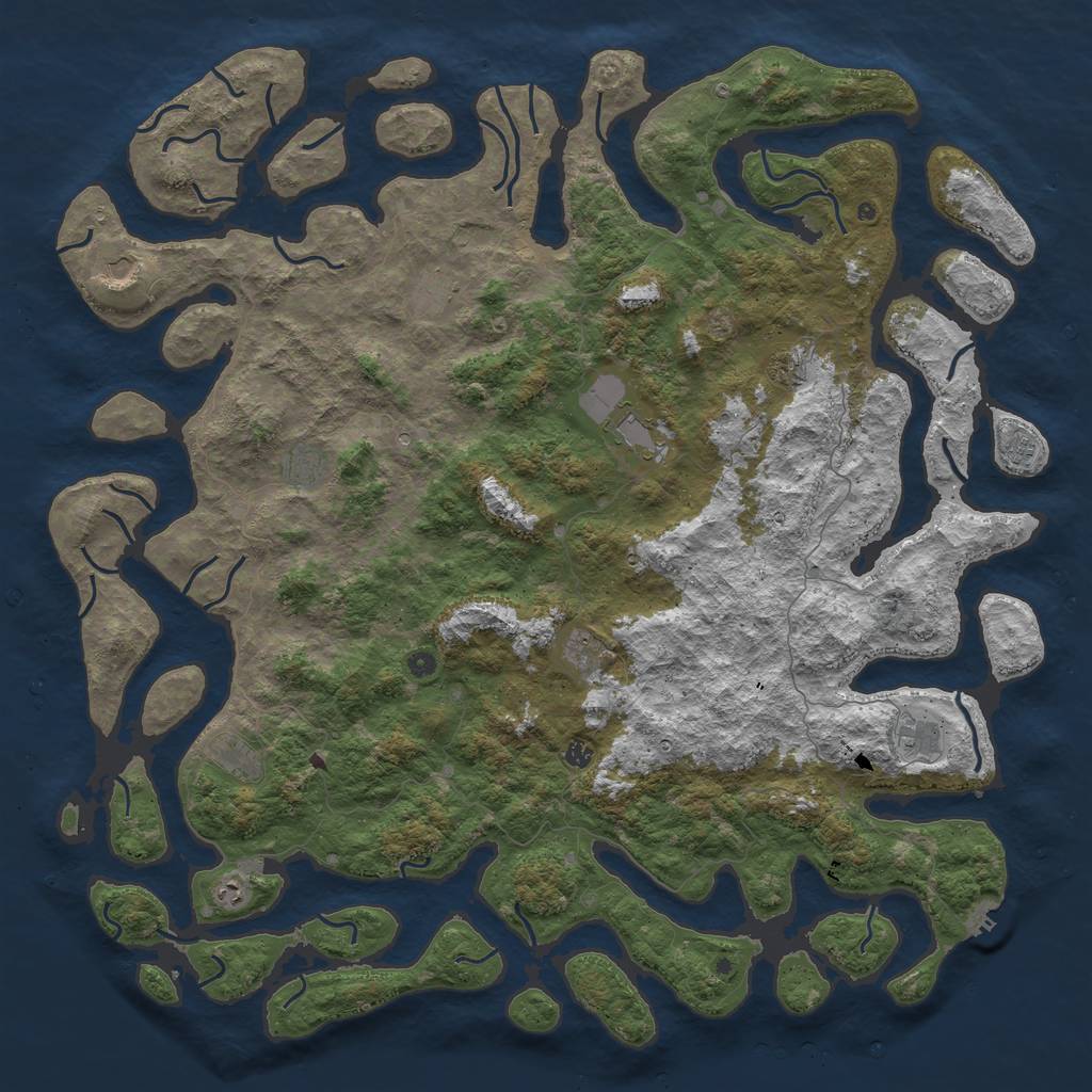Rust Map: Procedural Map, Size: 6000, Seed: 87654, 15 Monuments