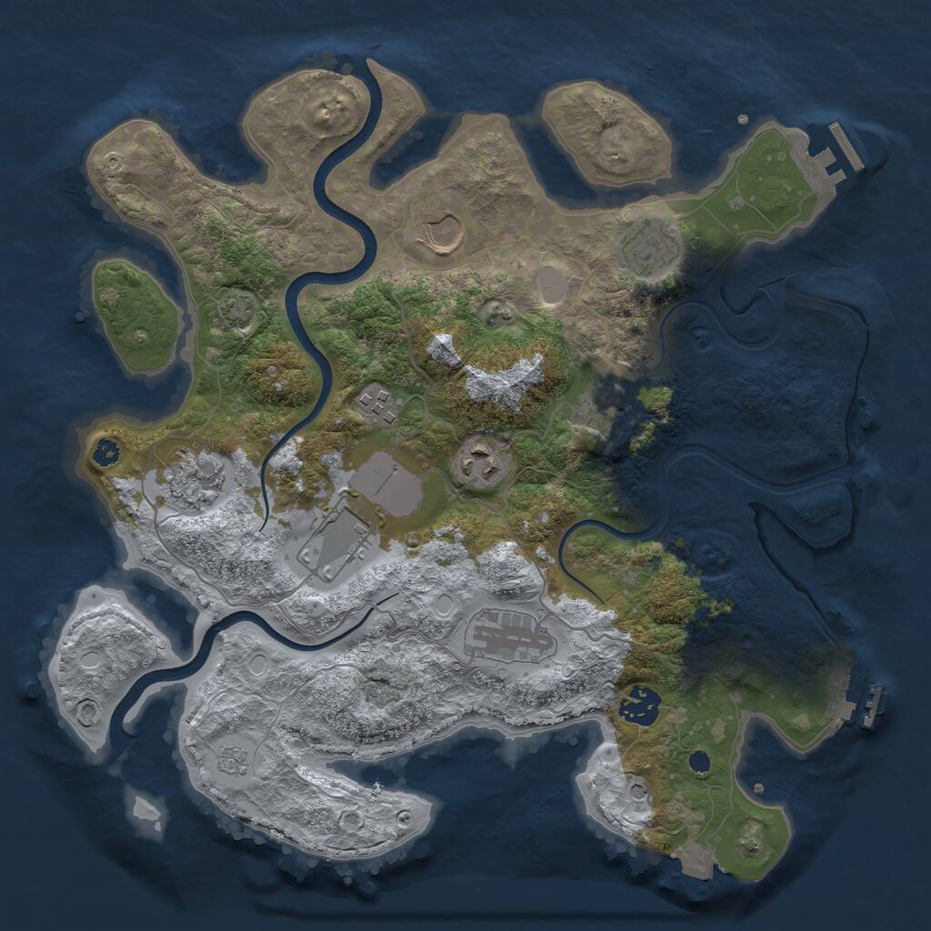 Rust Map: Procedural Map, Size: 3500, Seed: 529325, 15 Monuments