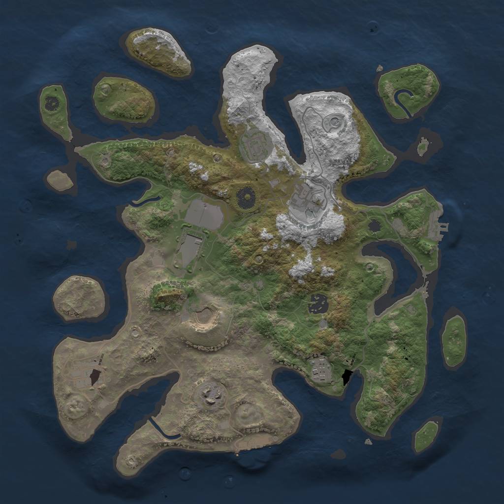 Rust Map: Procedural Map, Size: 3600, Seed: 488379, 13 Monuments