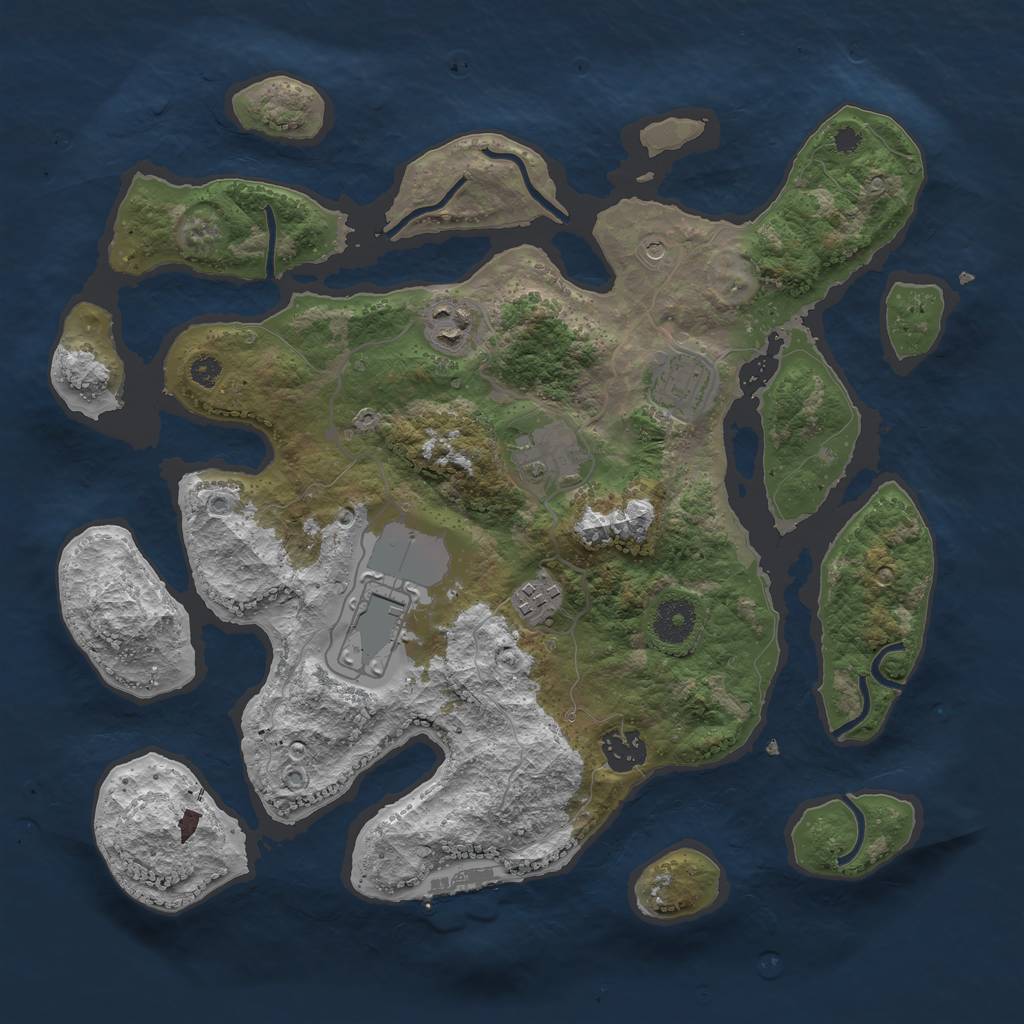 Rust Map: Procedural Map, Size: 3500, Seed: 777371, 10 Monuments