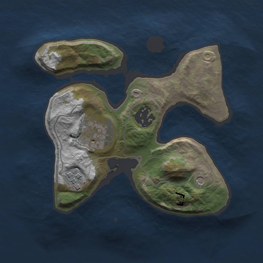 Rust Map: Barren, Size: 2000, Seed: 123456, 6 Monuments