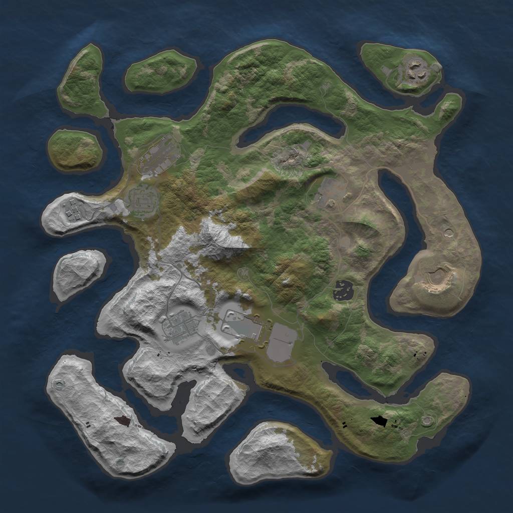 Rust Map: Barren, Size: 3600, Seed: 652375, 12 Monuments