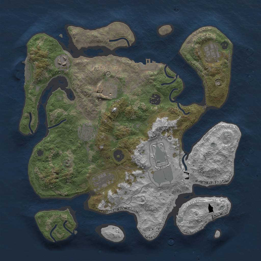 Rust Map: Procedural Map, Size: 3500, Seed: 159219, 11 Monuments