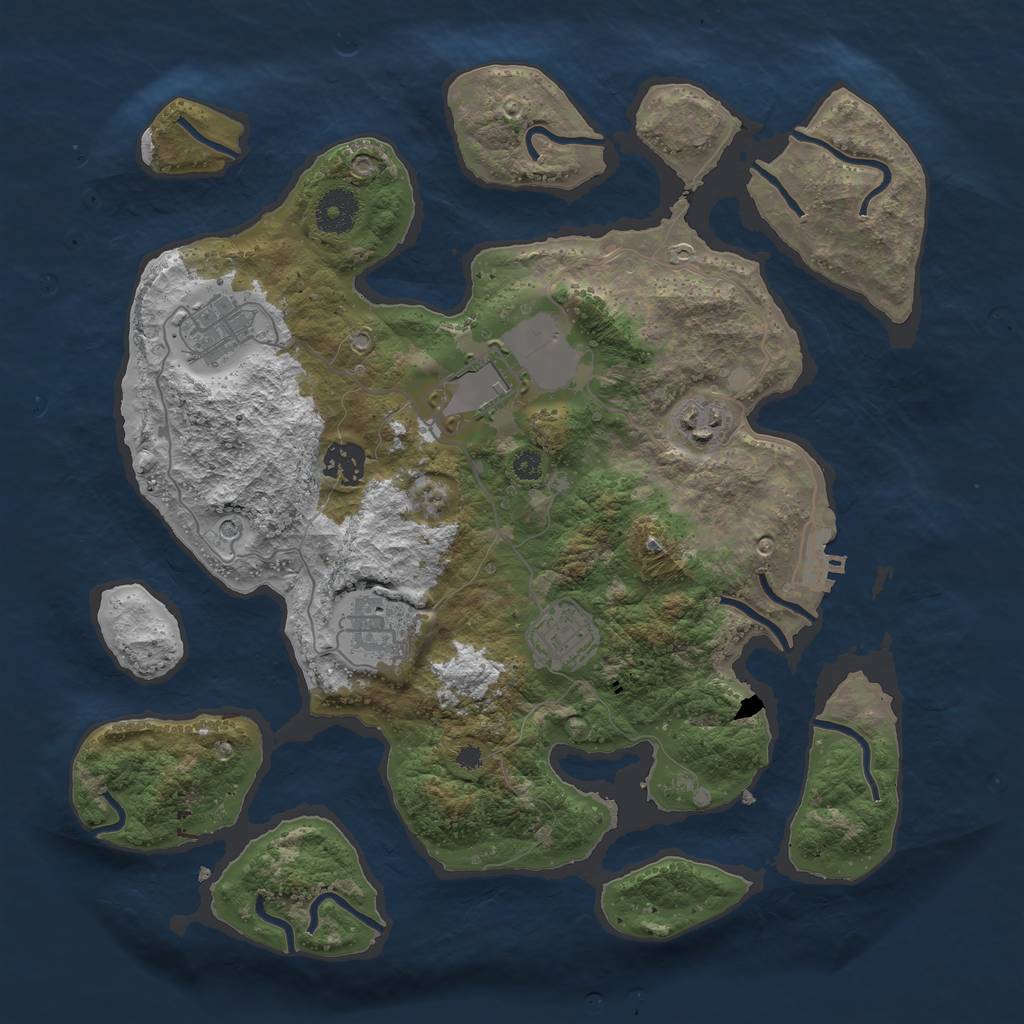 Rust Map: Procedural Map, Size: 3500, Seed: 601634, 10 Monuments