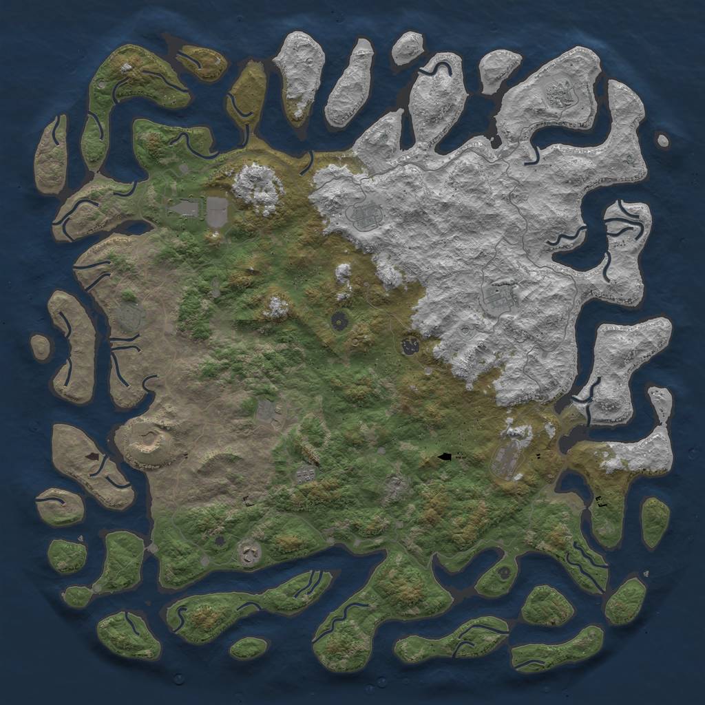 Rust Map: Procedural Map, Size: 6000, Seed: 185434028, 14 Monuments