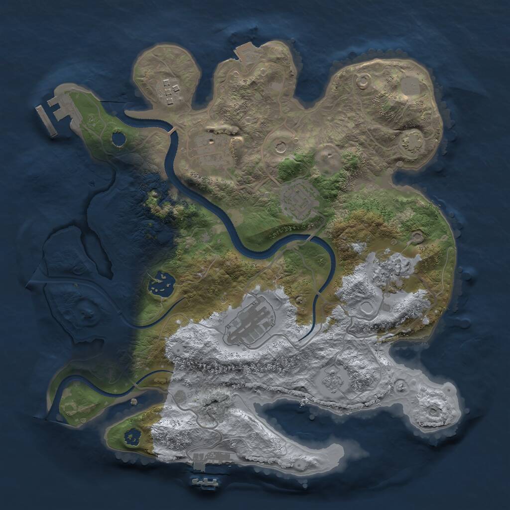 Rust Map: Procedural Map, Size: 3000, Seed: 18765, 12 Monuments