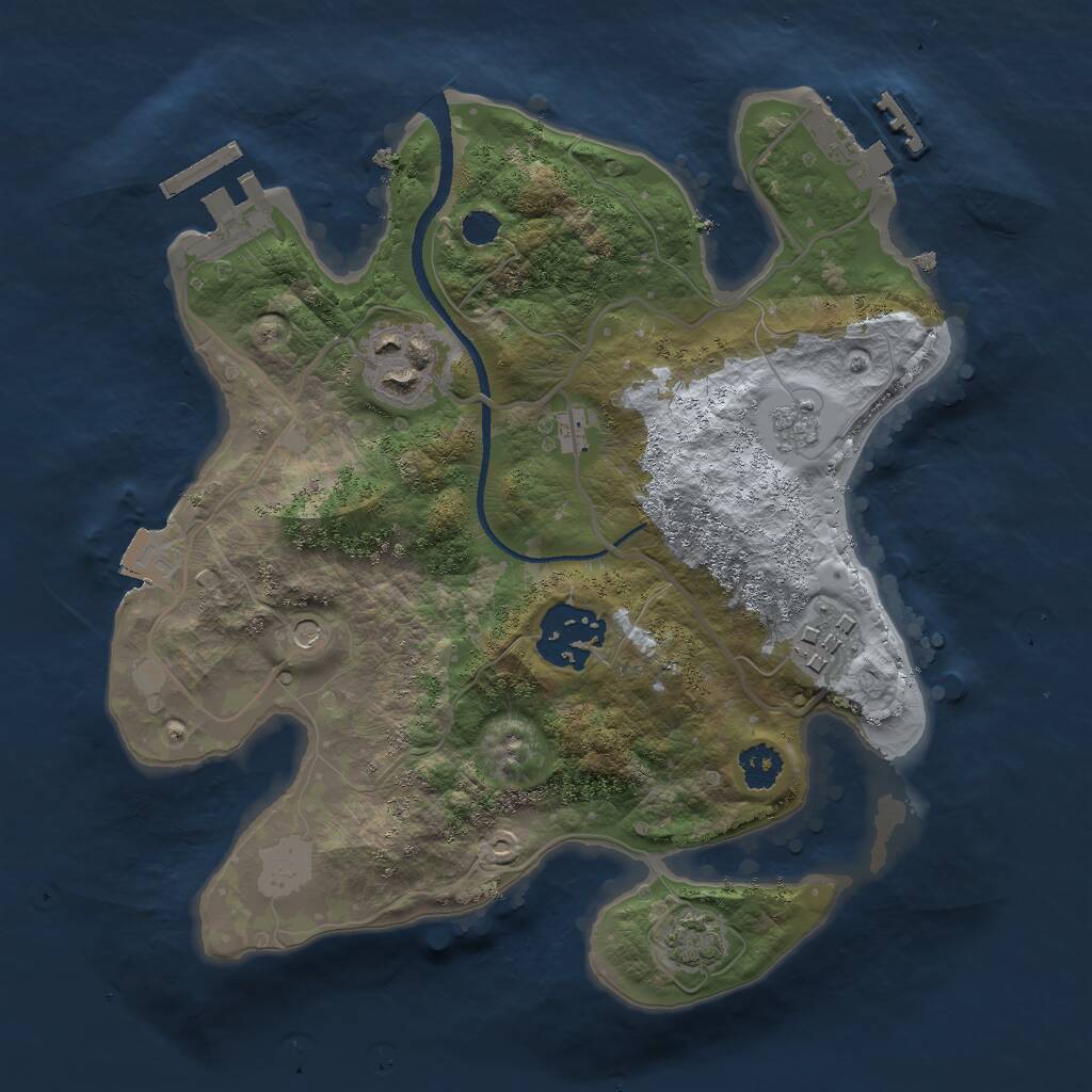 Rust Map: Procedural Map, Size: 2500, Seed: 372943589, 9 Monuments