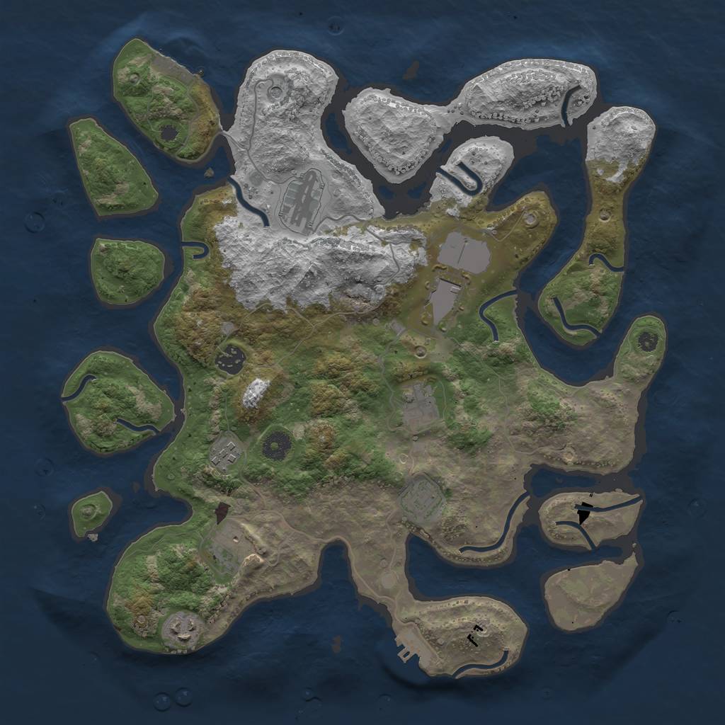 Rust Map: Procedural Map, Size: 3800, Seed: 65245371, 13 Monuments