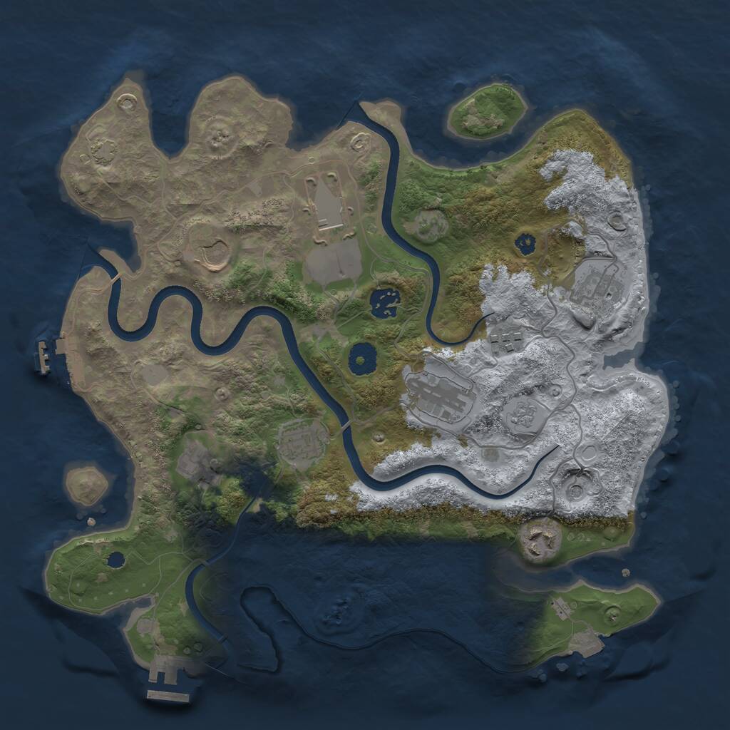 Rust Map: Procedural Map, Size: 3500, Seed: 684583, 15 Monuments