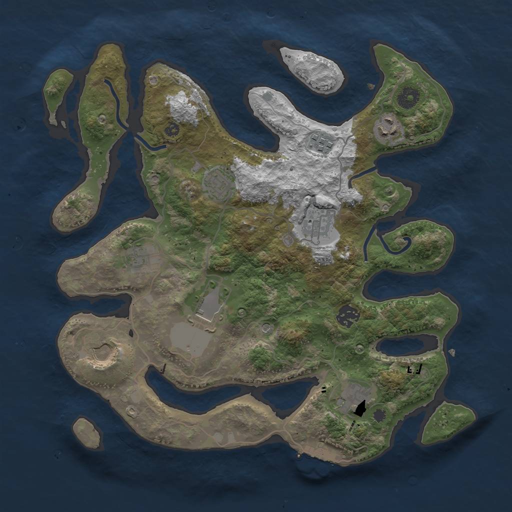 Rust Map: Procedural Map, Size: 3500, Seed: 878985, 13 Monuments