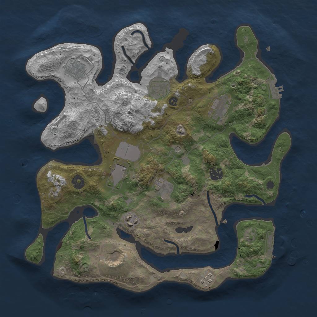 Rust Map: Procedural Map, Size: 3500, Seed: 308048, 14 Monuments