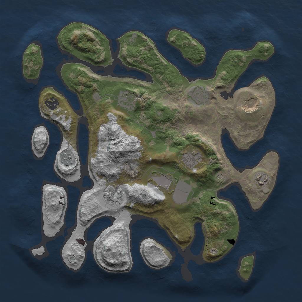 Rust Map: Barren, Size: 3600, Seed: 276774, 12 Monuments