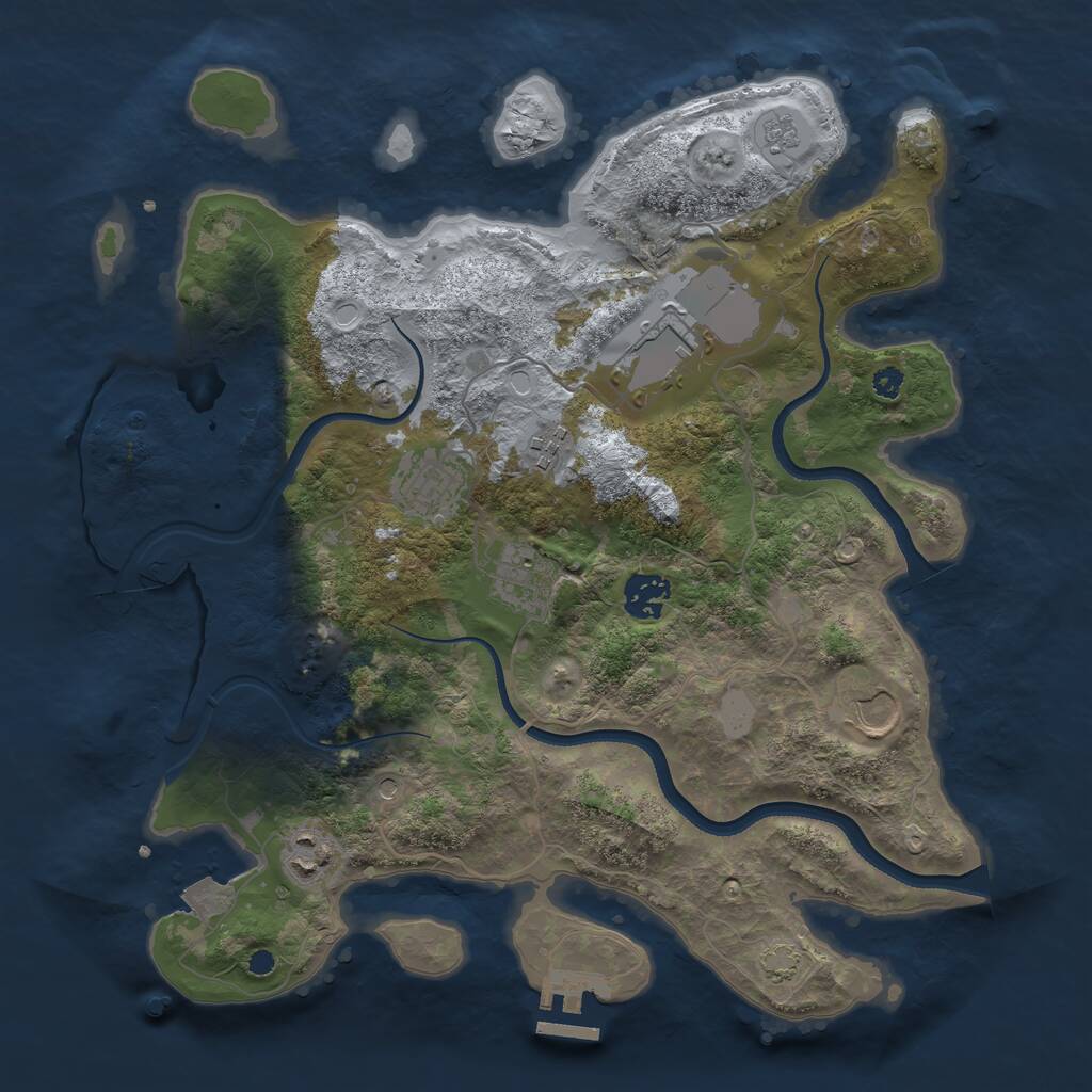 Rust Map: Procedural Map, Size: 3500, Seed: 128359, 12 Monuments