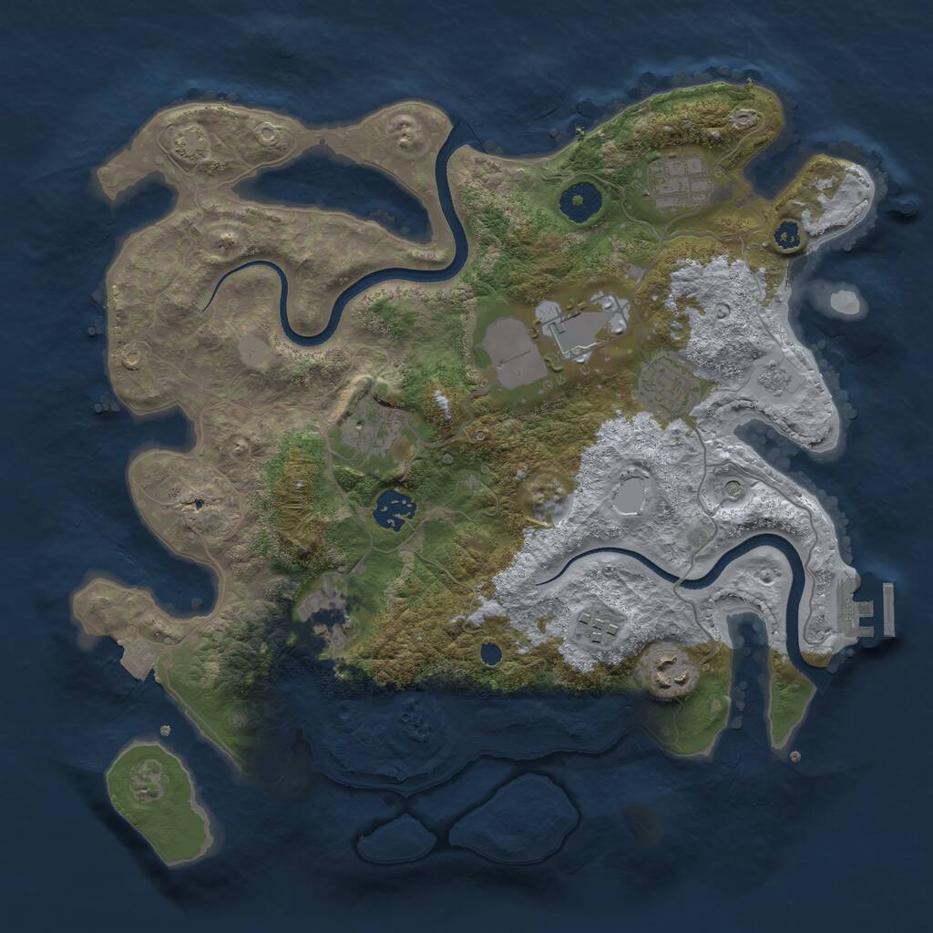 Rust Map: Procedural Map, Size: 3500, Seed: 572270, 13 Monuments