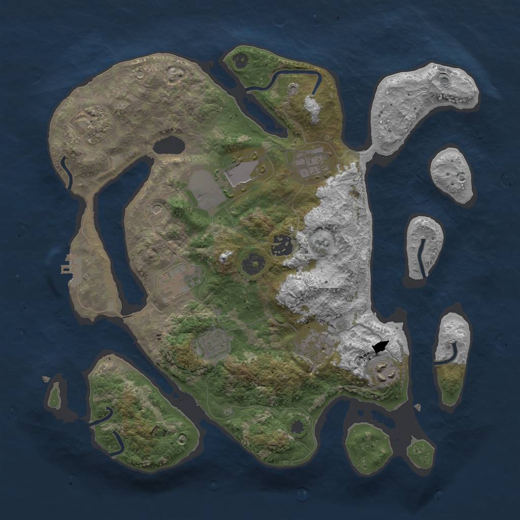 Rust Map: Procedural Map, Size: 3500, Seed: 614651, 12 Monuments