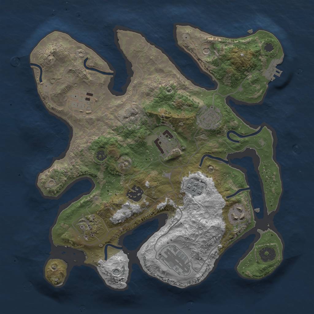 Rust Map: Procedural Map, Size: 3000, Seed: 922668599, 12 Monuments