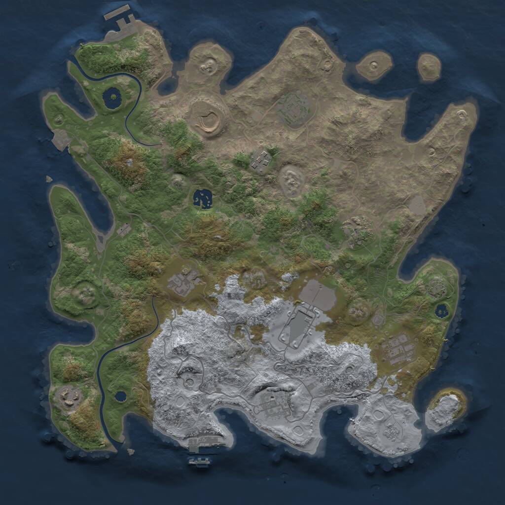 Rust Map: Procedural Map, Size: 3750, Seed: 1642772373, 16 Monuments
